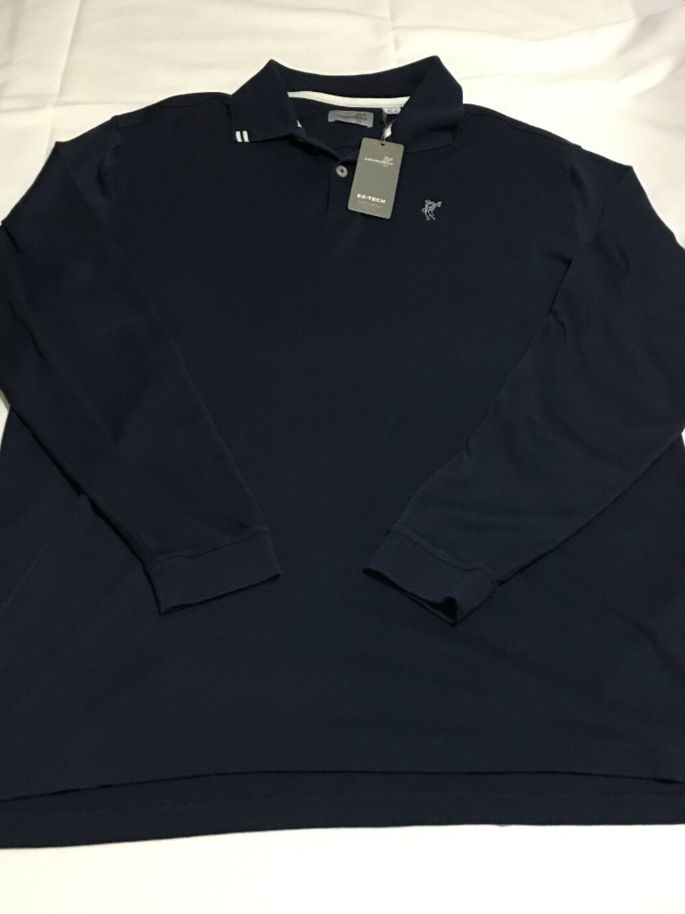 Ashworth Polo Shirt Mens L Navy Blue Long Sleeve EZ Tech Golf Outdoor NWT $60